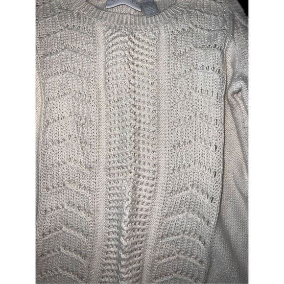 PLACE Girls Knit Cold Shoulder‎ Sweater in Glitter Cream Sz. 7/8 - Picture 2 of 5
